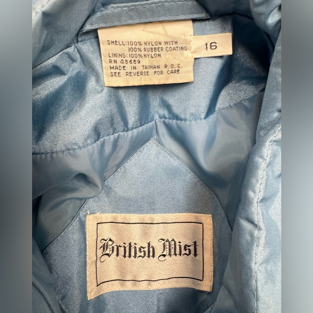 Vintage British Mist Women's Trench Coat Light Blue Lightweight Pockets Size 16 - Picture 9 of 12